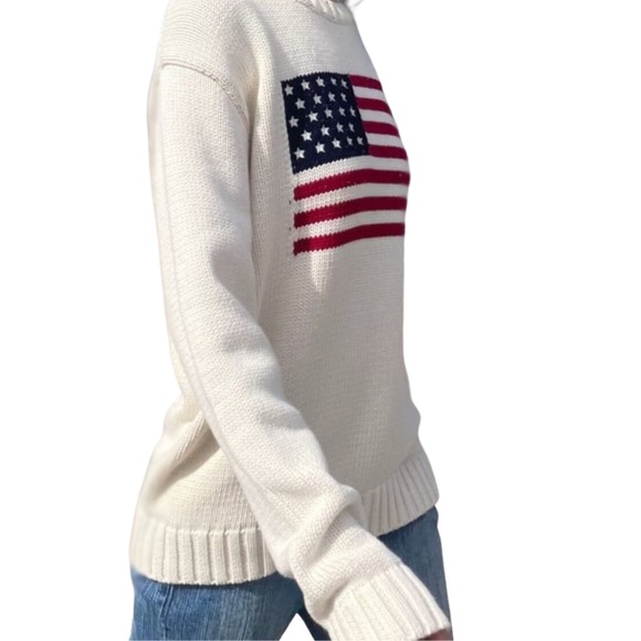 Brandy Melville American Flag Knit Sweater Oversized Pullover White - Picture 6 of 8